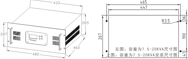 電力逆變電源尺寸和安裝圖