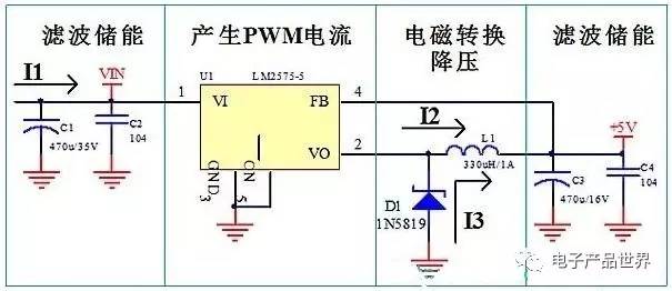 LM2575開關(guān)直流電源電路原理圖