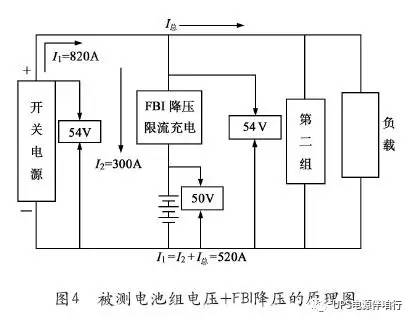 被測(cè)充電機(jī)充電電池組電壓+FBI降壓的原理圖